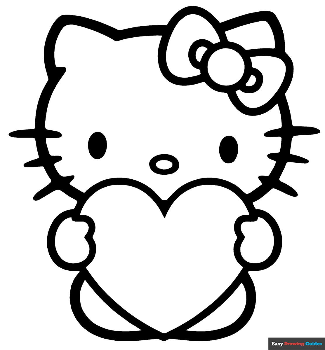 Hello Kitty Holding A Heart Coloring Page Easy Drawing Guides Hello Kitty Holding A Heart Coloring Page Easy Drawing Guides