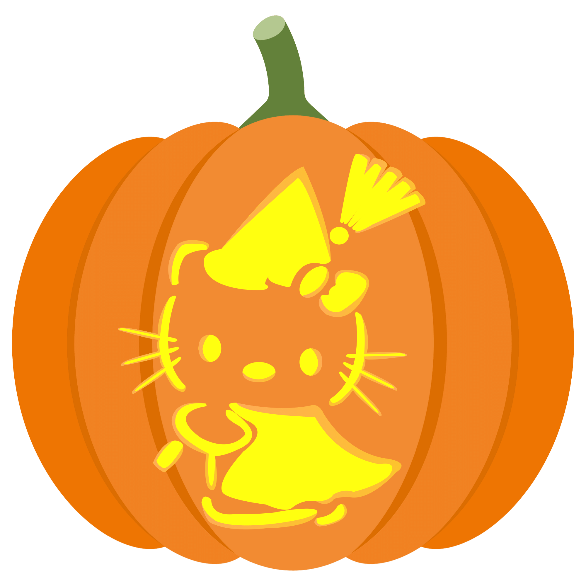 Hello Kitty Witch Pumpkin Stencil Free Printable Paper raft Templates