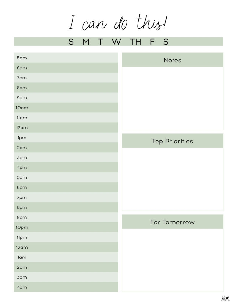 Hourly Planners 25 FREE Printables Printabulls