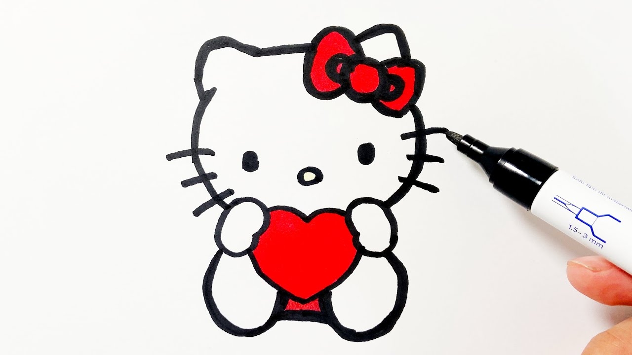 How To Draw Hello Kitty With A Heart YouTube How To Draw Hello Kitty With A Heart YouTube