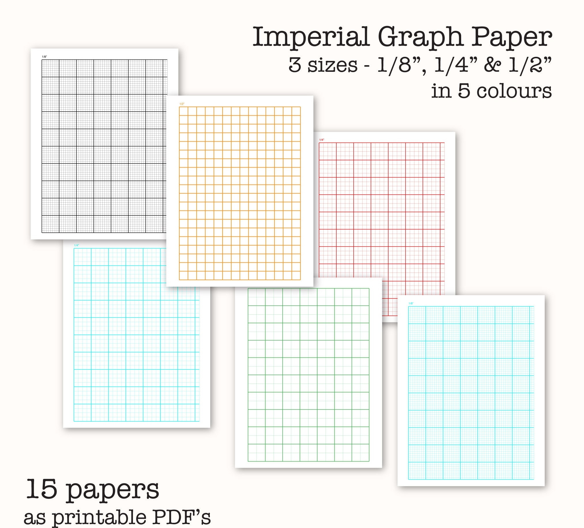 Imperial Graph Paper 1 8 1 4 1 2 Inch Grids PDF Printable Etsy Imperial Graph Paper 1 8 1 4 1 2 Inch Grids PDF Printable Etsy