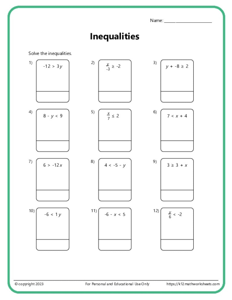 solving one step inequalities worksheet solving one step inequalities worksheet