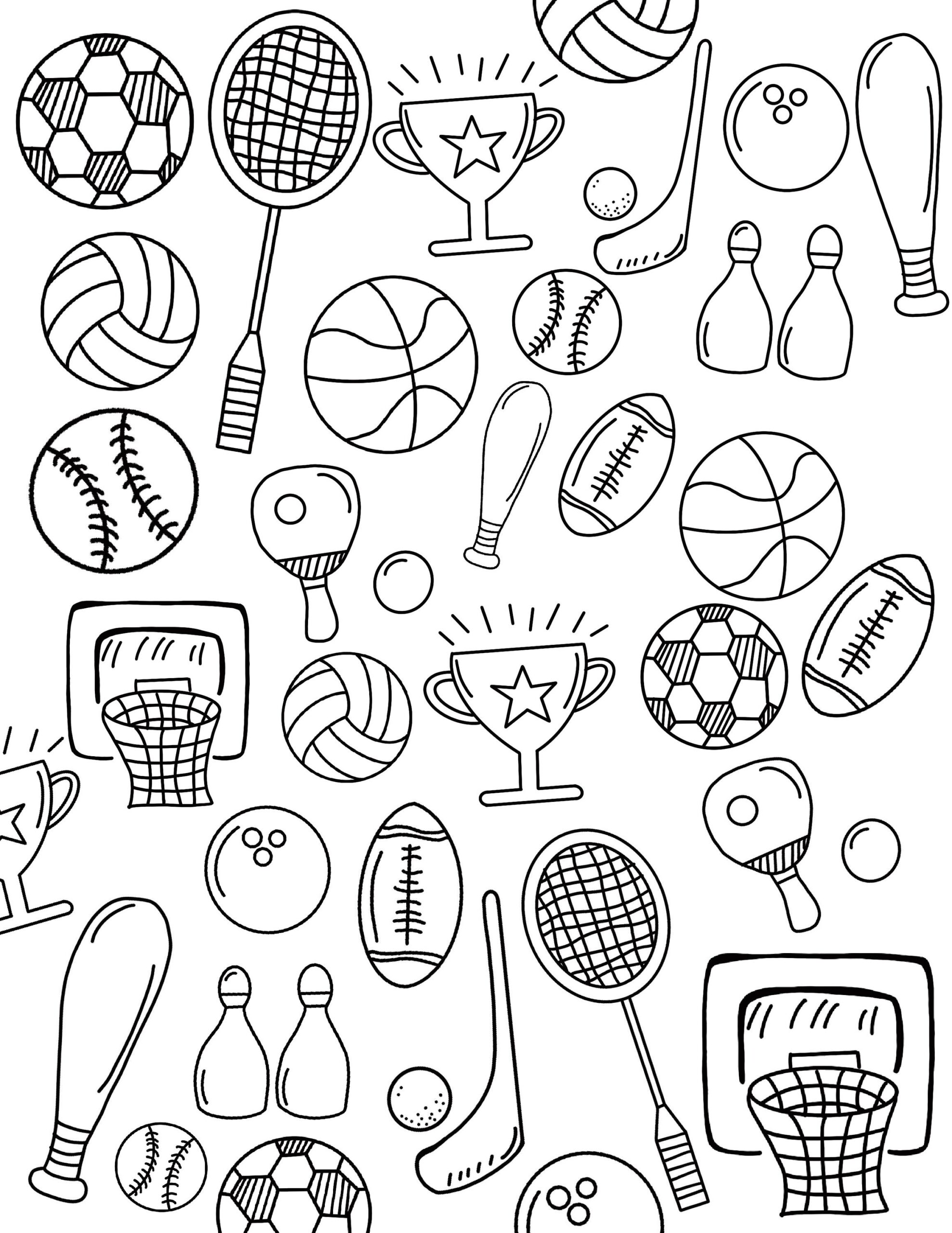 Kids Sports Coloring Page Summertime Fun digital Download Etsy