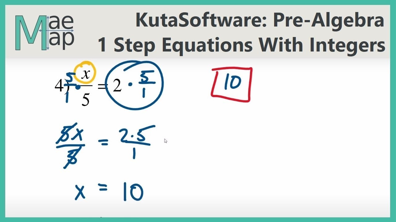 KutaSoftware PreAlgebra One Step Equations With Integers YouTube