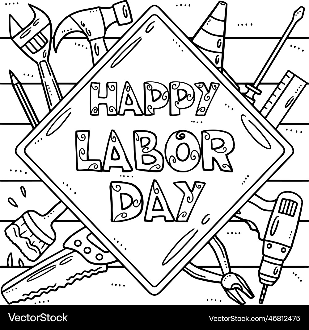 Labor Day Coloring Page Royalty Free Vector VectorStock Labor Day Coloring Page Royalty Free Vector VectorStock