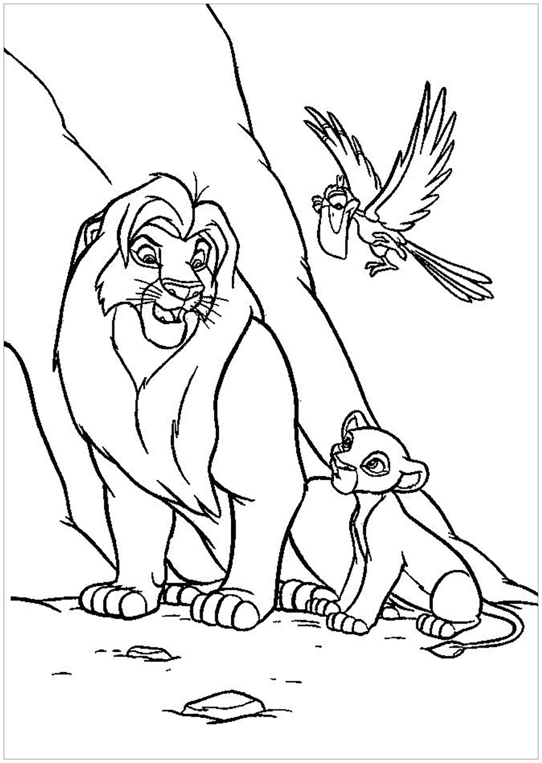 Lion King Coloring Page With Mufasa Simba And Zazu The Lion King Coloring Pages