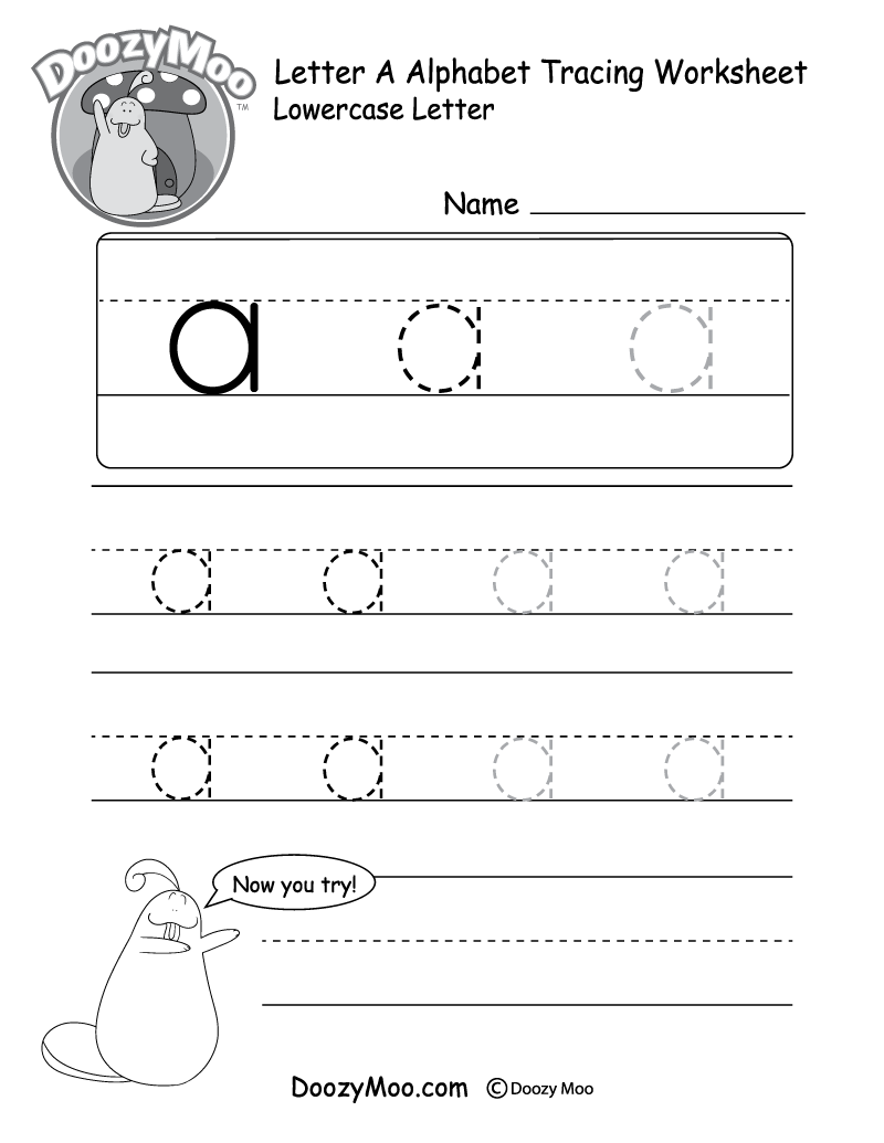 Lowercase Letter a Tracing Worksheet Doozy Moo Lowercase Letter a Tracing Worksheet Doozy Moo