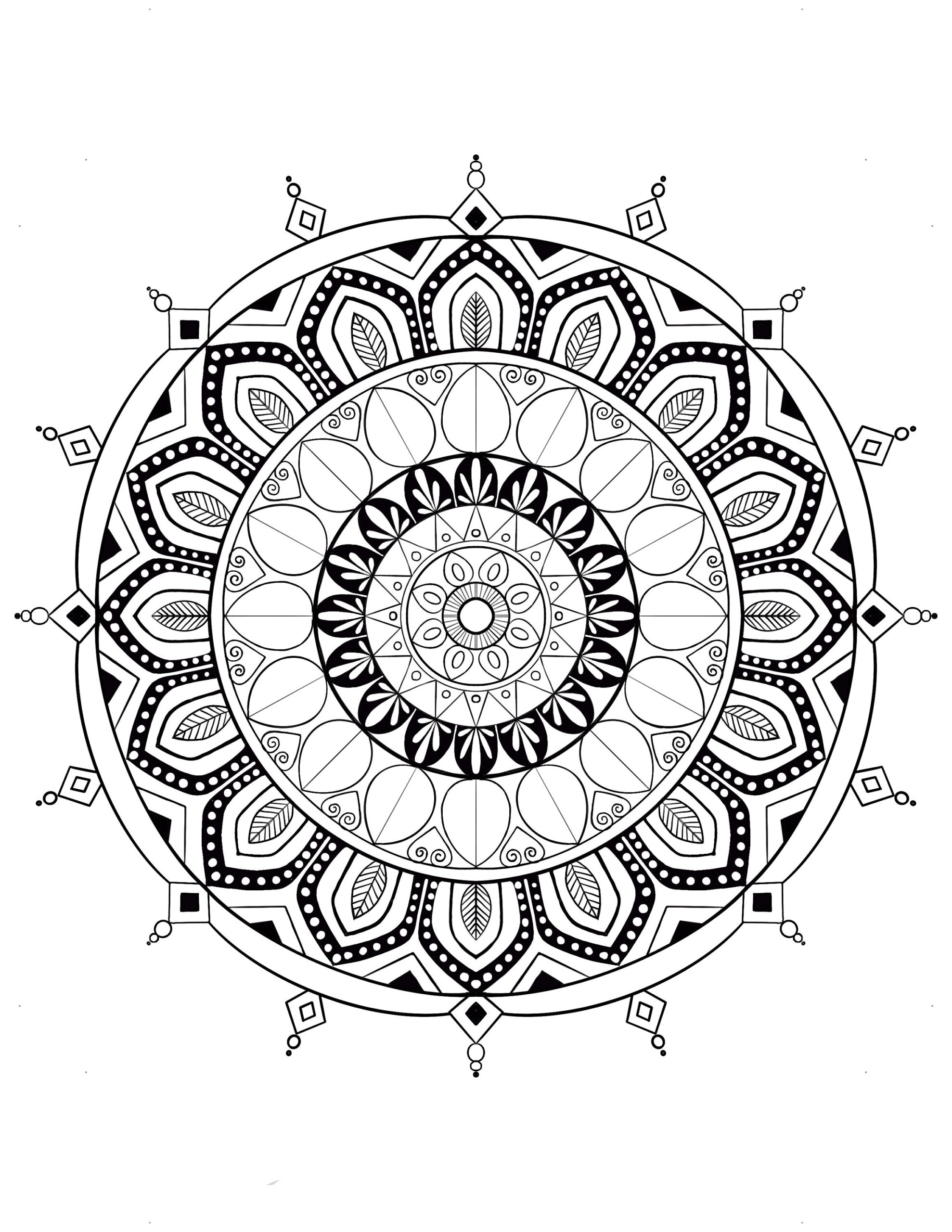 Mandala Coloring Pages Folk Art Pattern PDF JPG Etsy