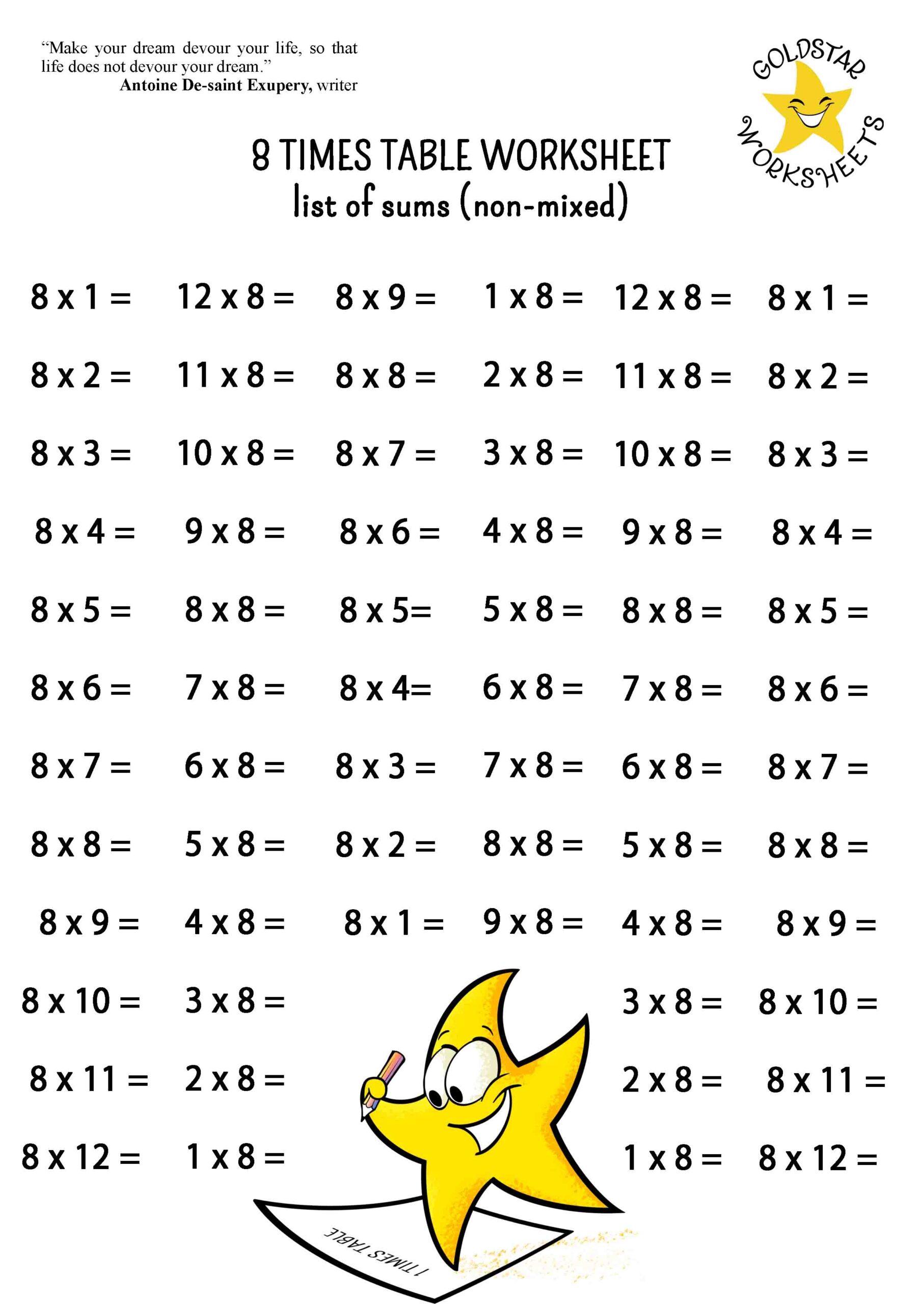 multiplication worksheets by 8
