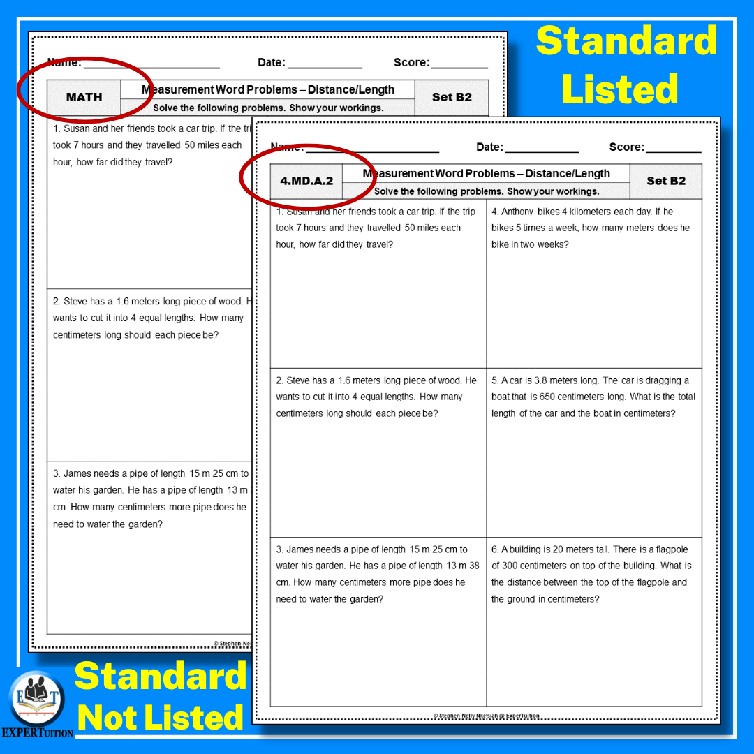 Measurement Word Problems Worksheets Distance Length ExperTuition