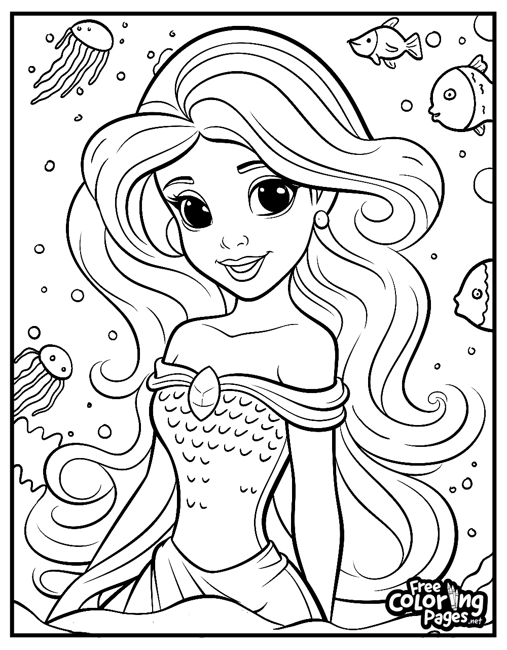 little mermaid color pages