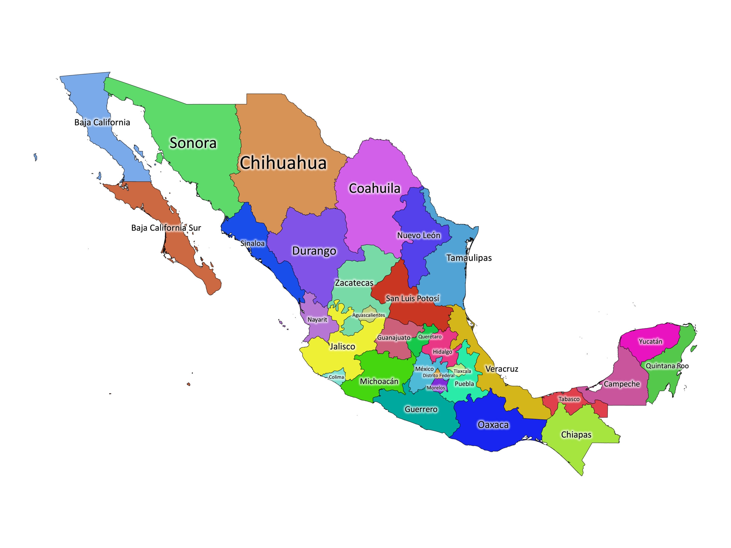 Mexico Labeled Map Labeled Maps