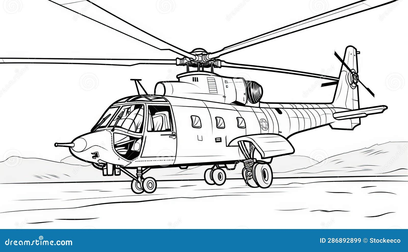 Military Helicopter Coloring Pages Blown off roof Perspective Stock Illustration Illustration Of Drawing Artistic 286892899