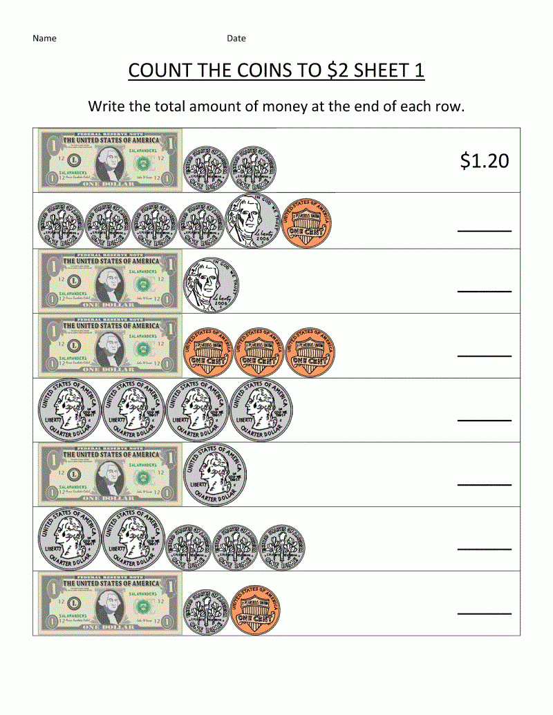 Money Math Worksheets Printables