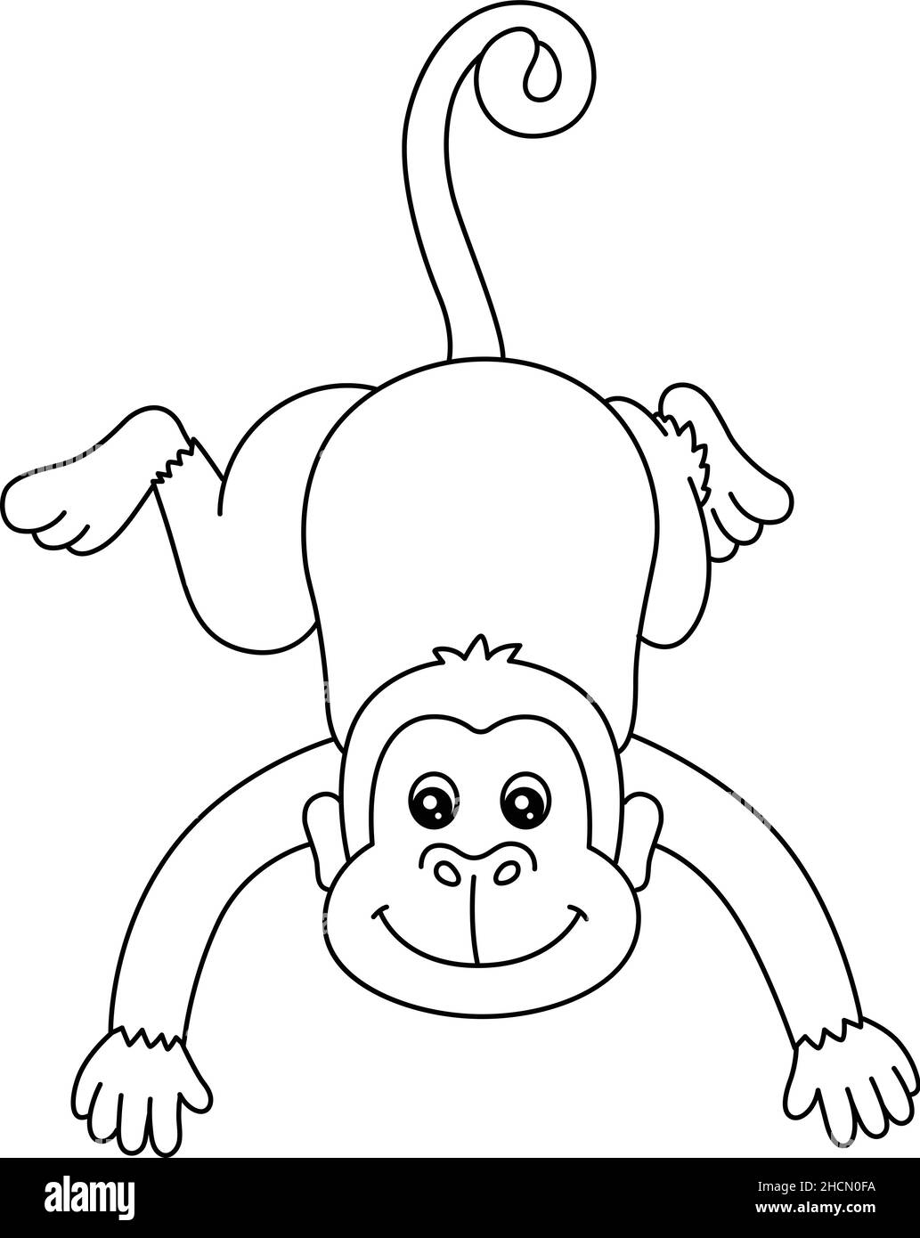 Monkey Coloring Page Isolated For Kids Stock Vector Image Art Alamy