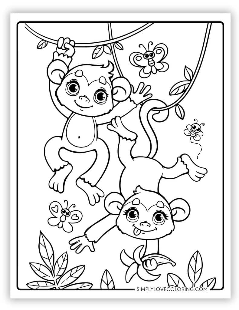Monkey Coloring Pages Free PDF Printables Simply Love Coloring
