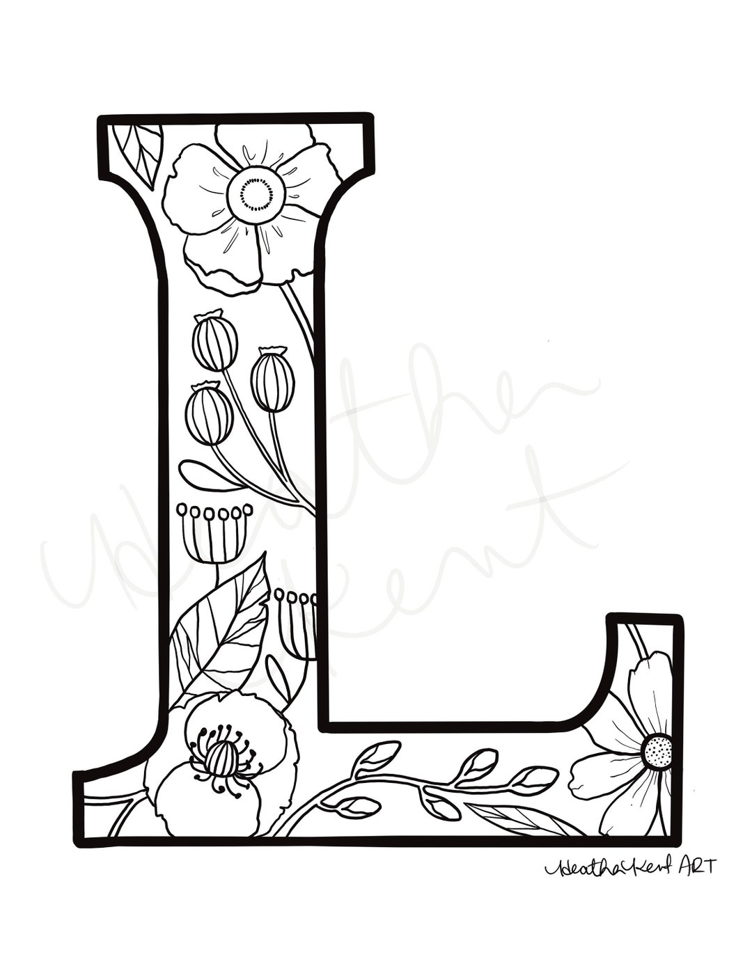 Monogram Coloring Sheet Letter L With Vintage Florals Coloring Page Print Your Own Etsy Monogram Coloring Sheet Letter L With Vintage Florals Coloring Page Print Your Own Etsy