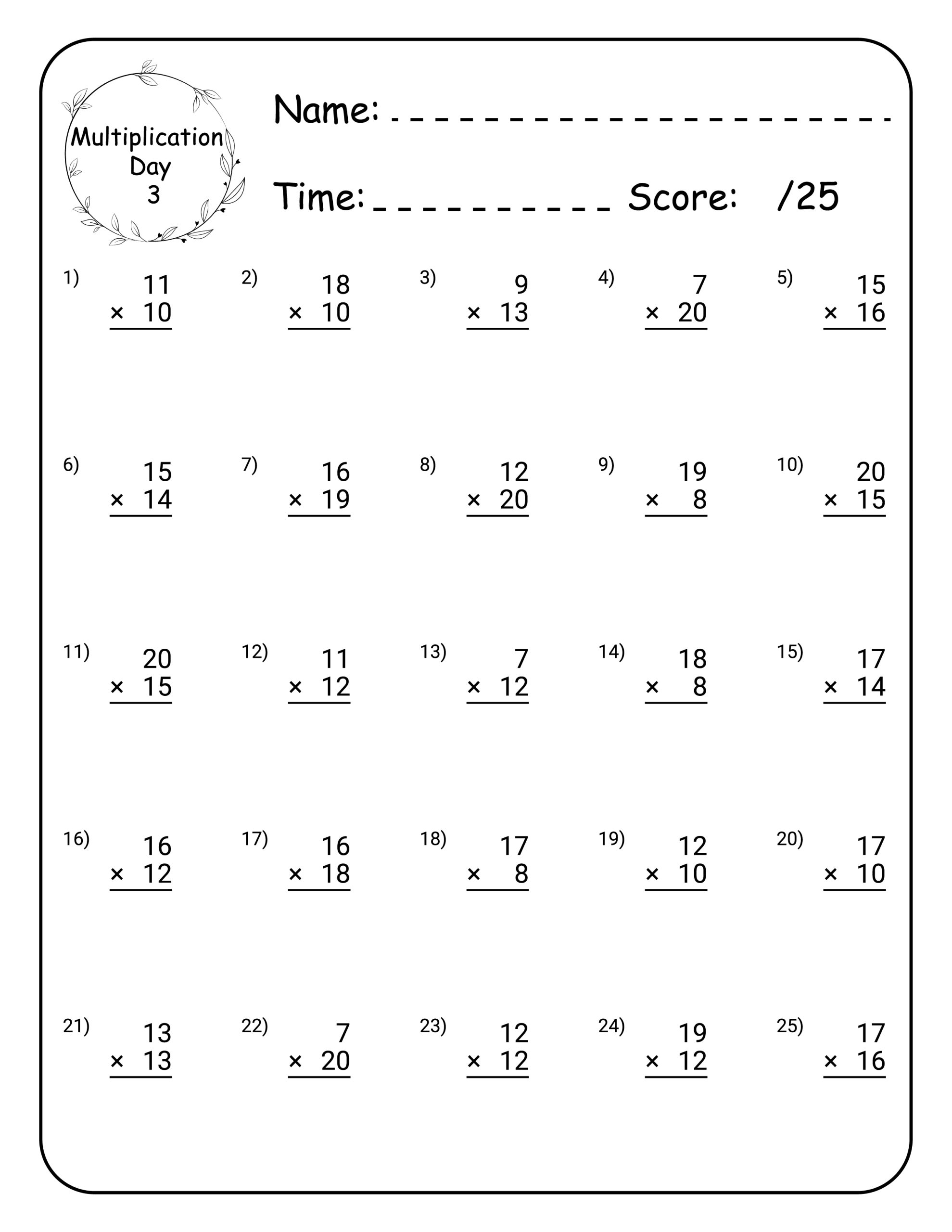 Multiplication Math Workbook For Grade 5 100 Practice Pages 100 Day Multiplication Worksheet Made By Teachers