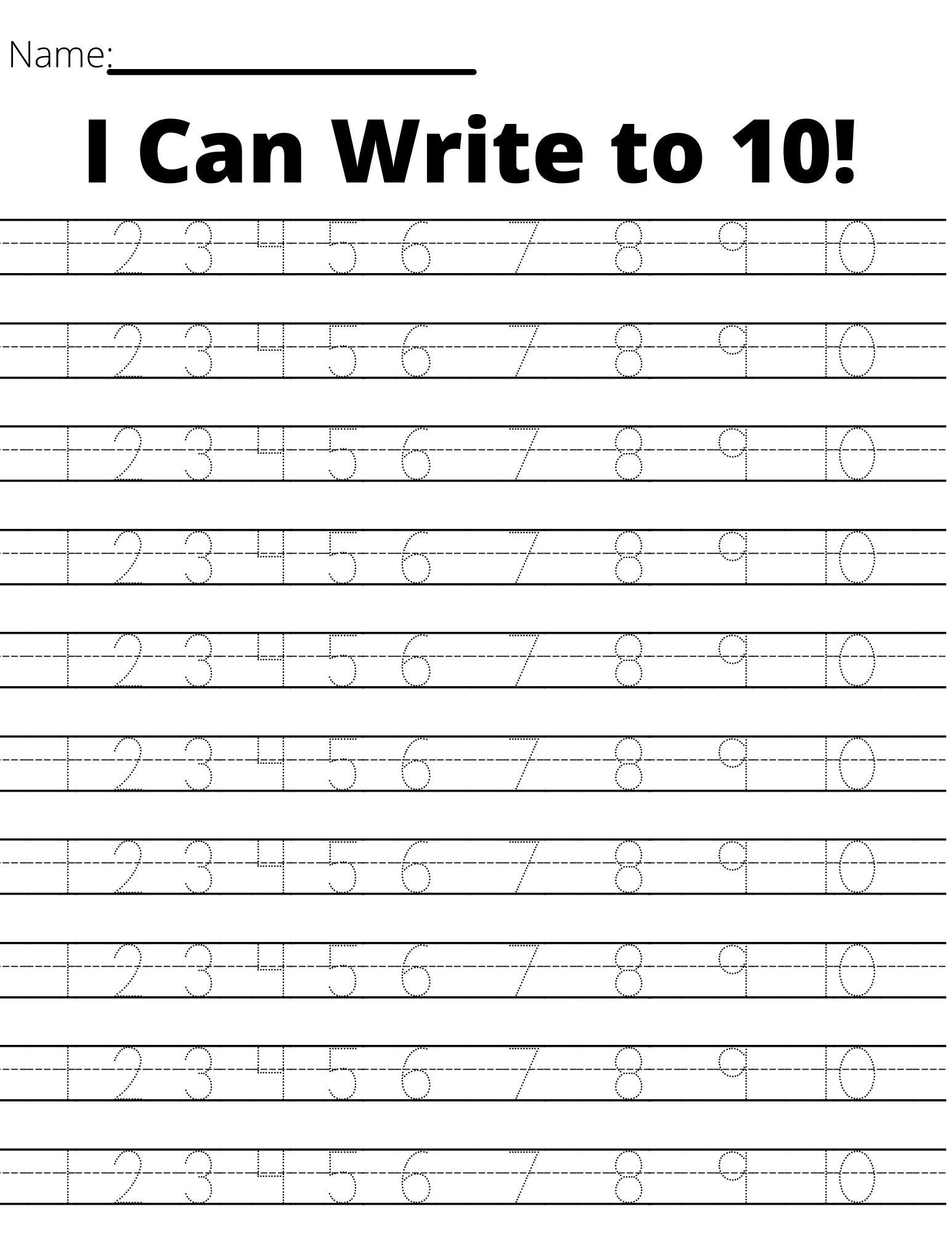 Number Writing Kindergarten Math Number Writing Practice To 10 Trace Number 1 10 Preschool Math Etsy