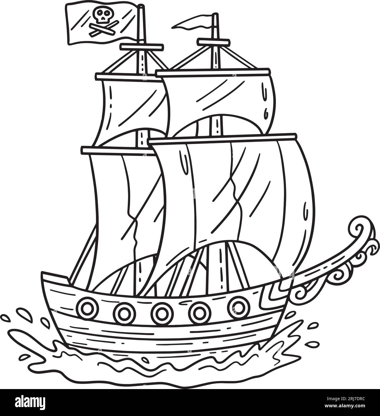 Pirate Ship Isolated Coloring Page For Kids Stock Vector Image Art Alamy