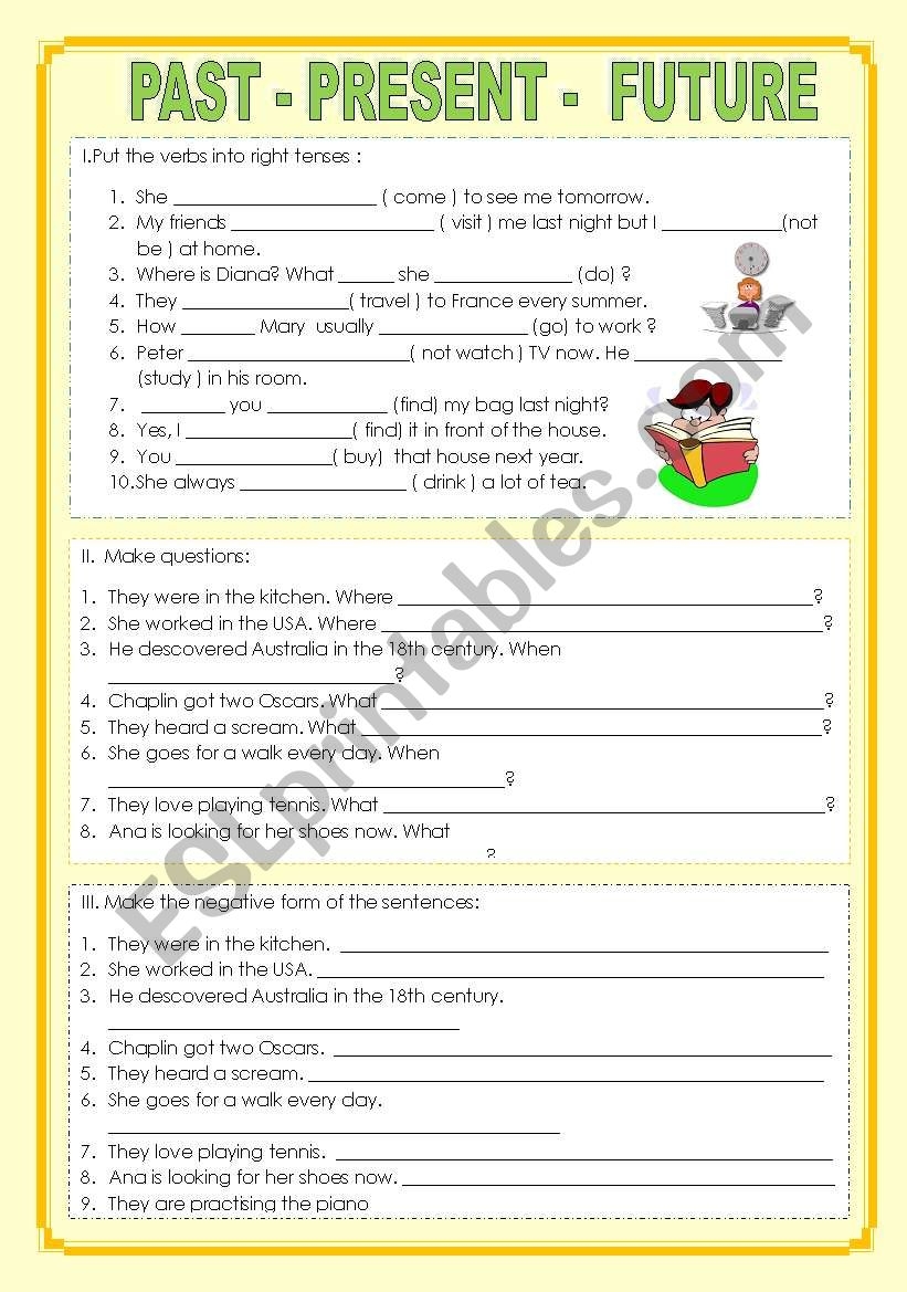 past present future tense worksheet past present future tense worksheet