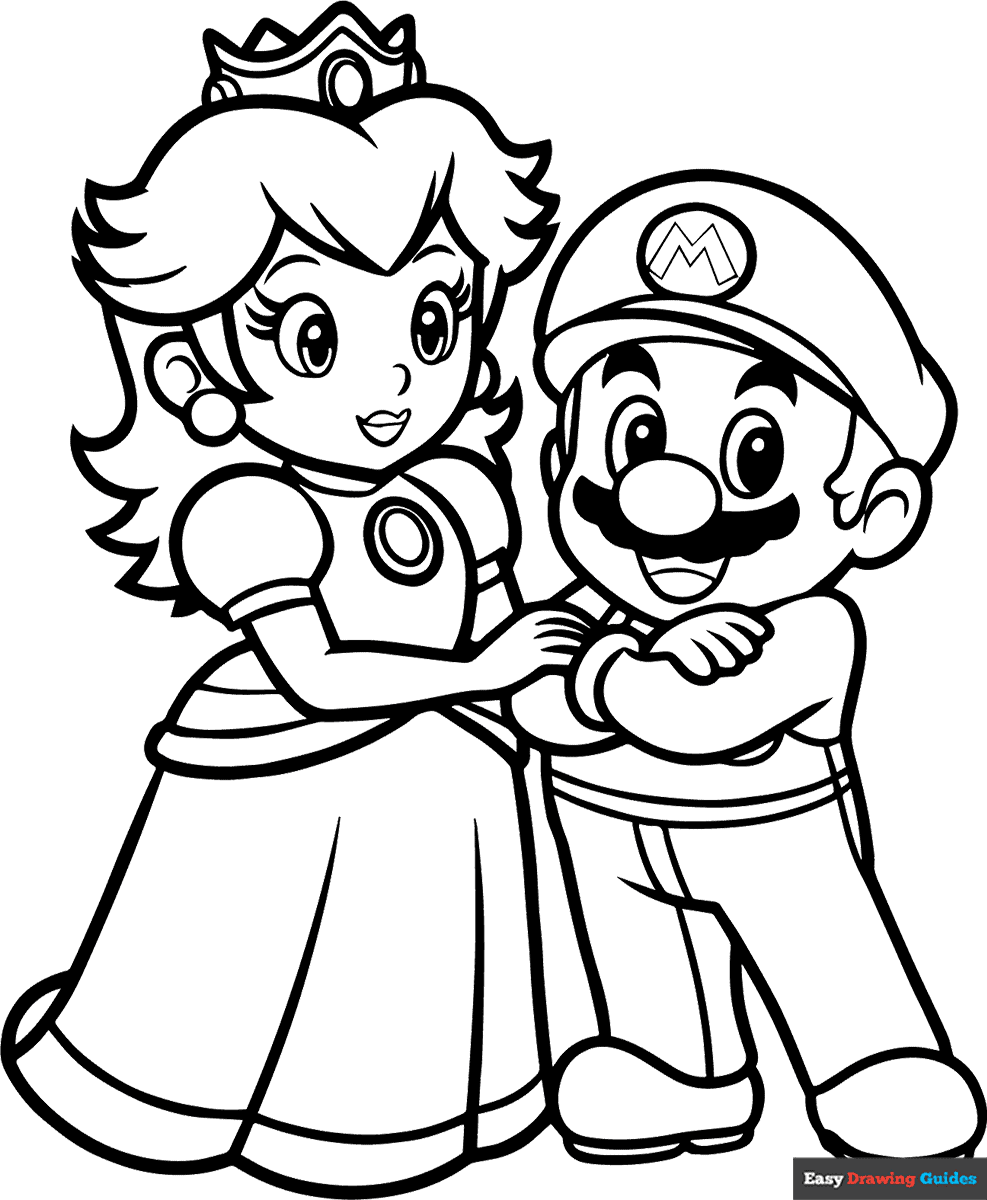 mario free colouring pages