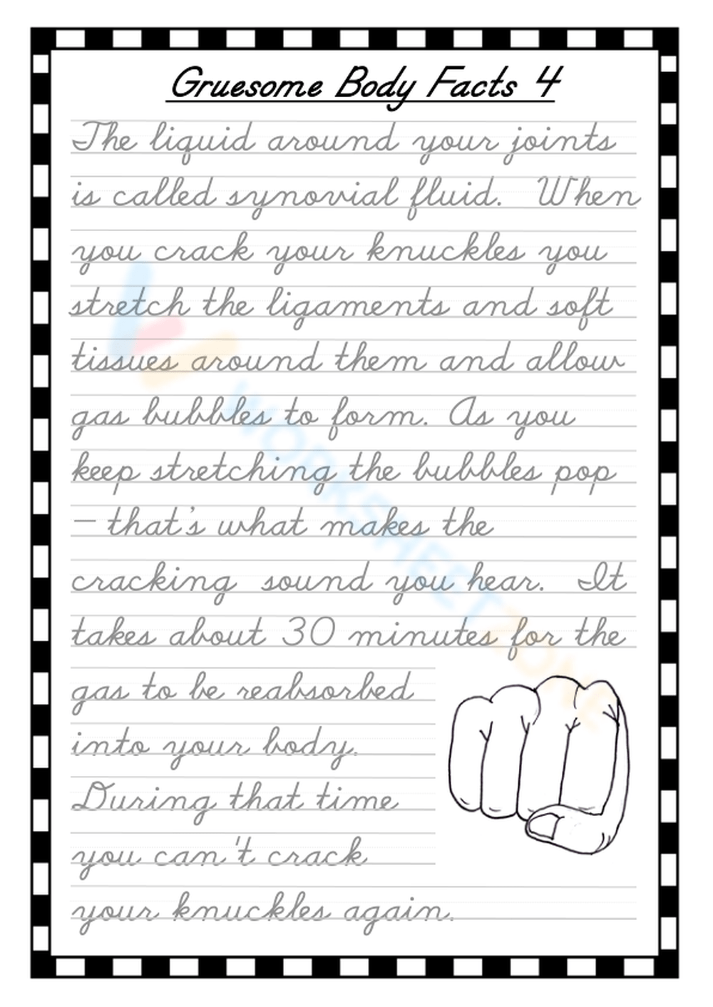 Printable 4th Grade Handwriting Worksheets