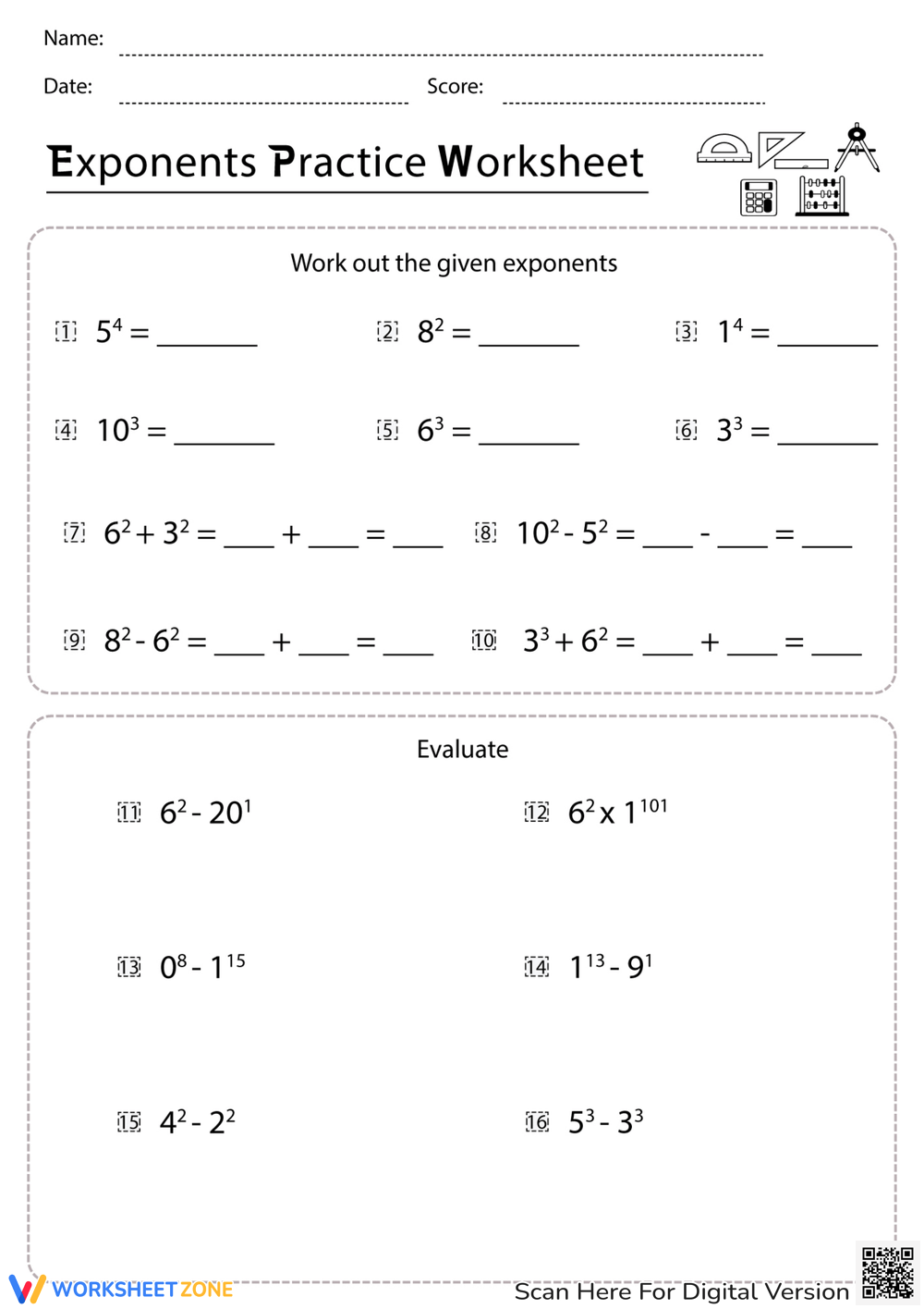 Printable 6th Grade Exponents Worksheets Printable 6th Grade Exponents Worksheets