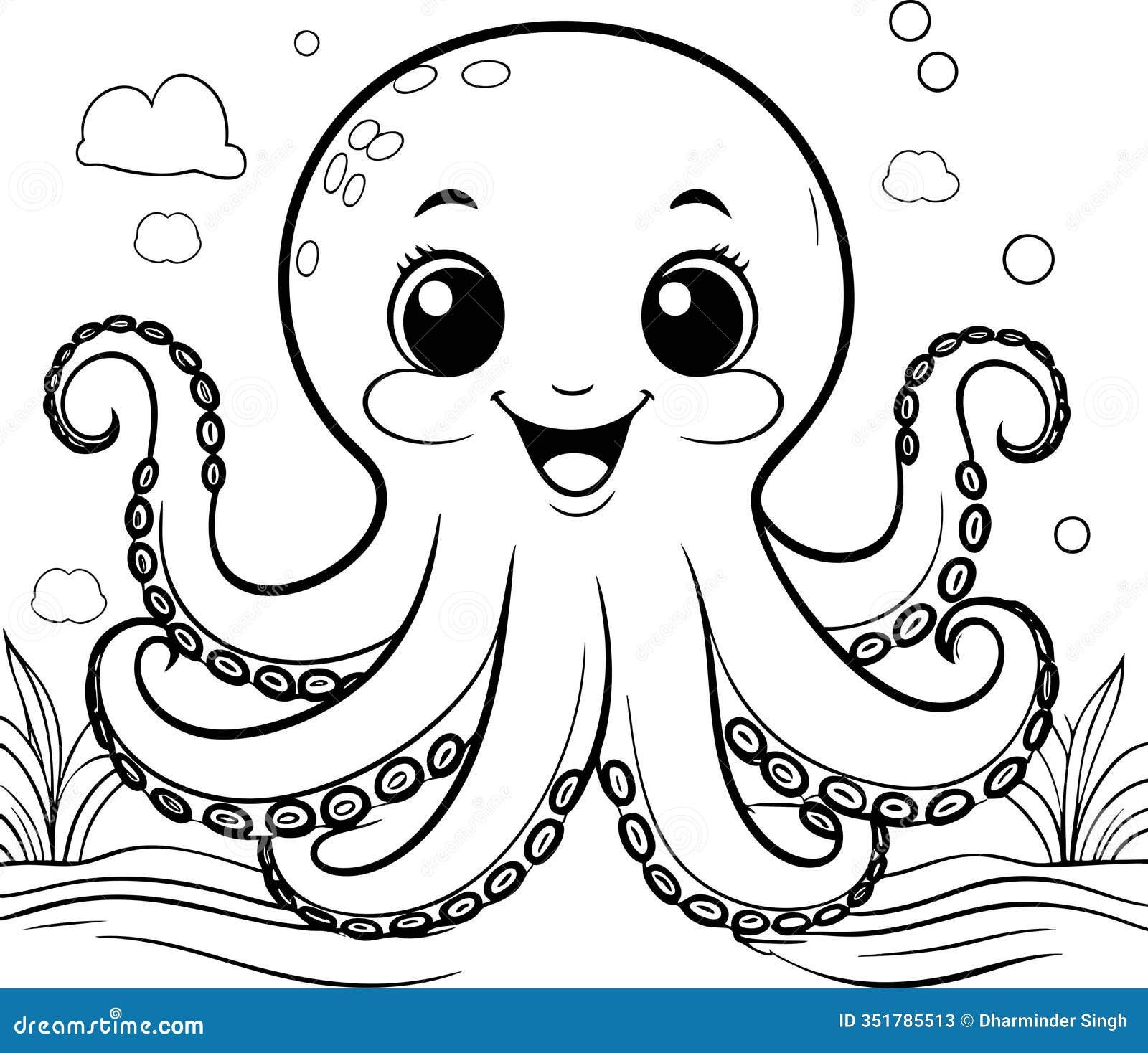 coloring page of an octopus