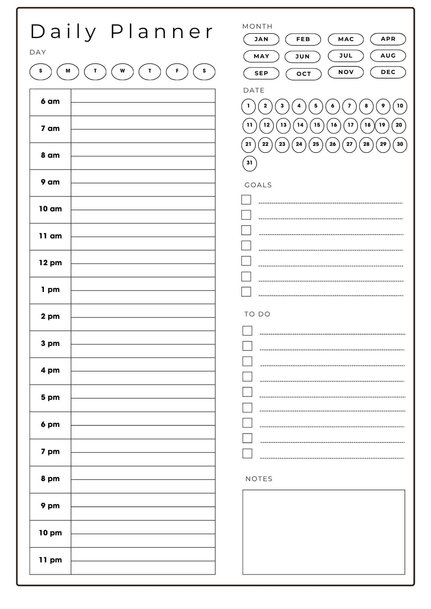Printable Daily Calendar With Time Slots 4 Free Designs The Pink Craft Box