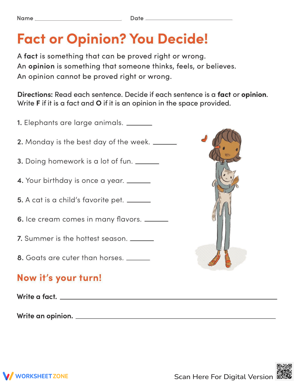 fact or opinion worksheets