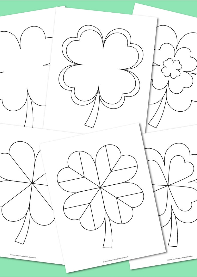 Printable Four leaf Clover Coloring Pages Chevron Lemon