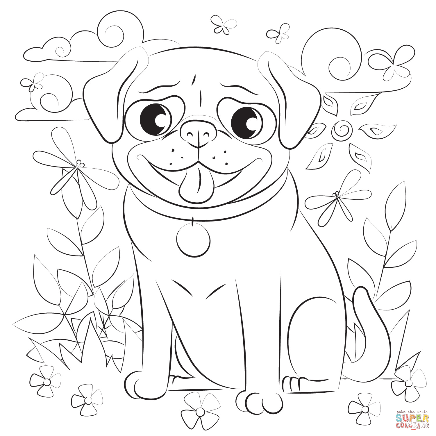 Pug Dog 25 Free Printable Coloring Pages
