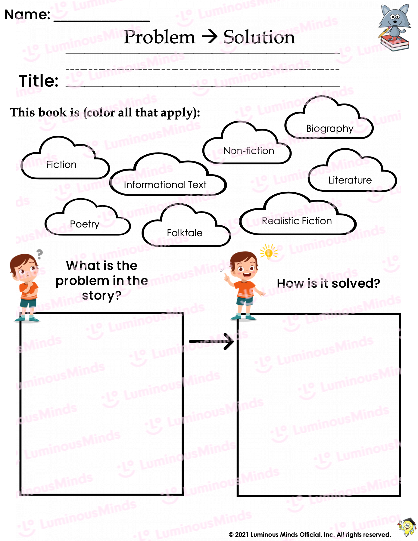 Reading Comprehension Worksheets Problem Solution Graphic Organizer