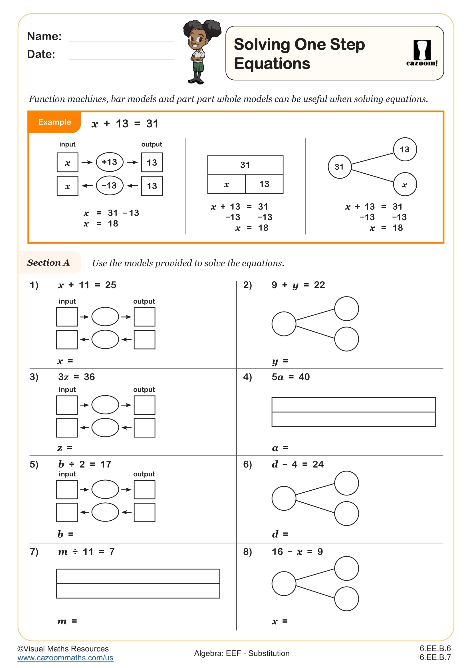 Solving One Step Equations Worksheet Fun And Engaging 6th Grade And 6th Grade Algebra EEF Worksheet Solving One Step Equations Worksheet Fun And Engaging 6th Grade And 6th Grade Algebra EEF Worksheet
