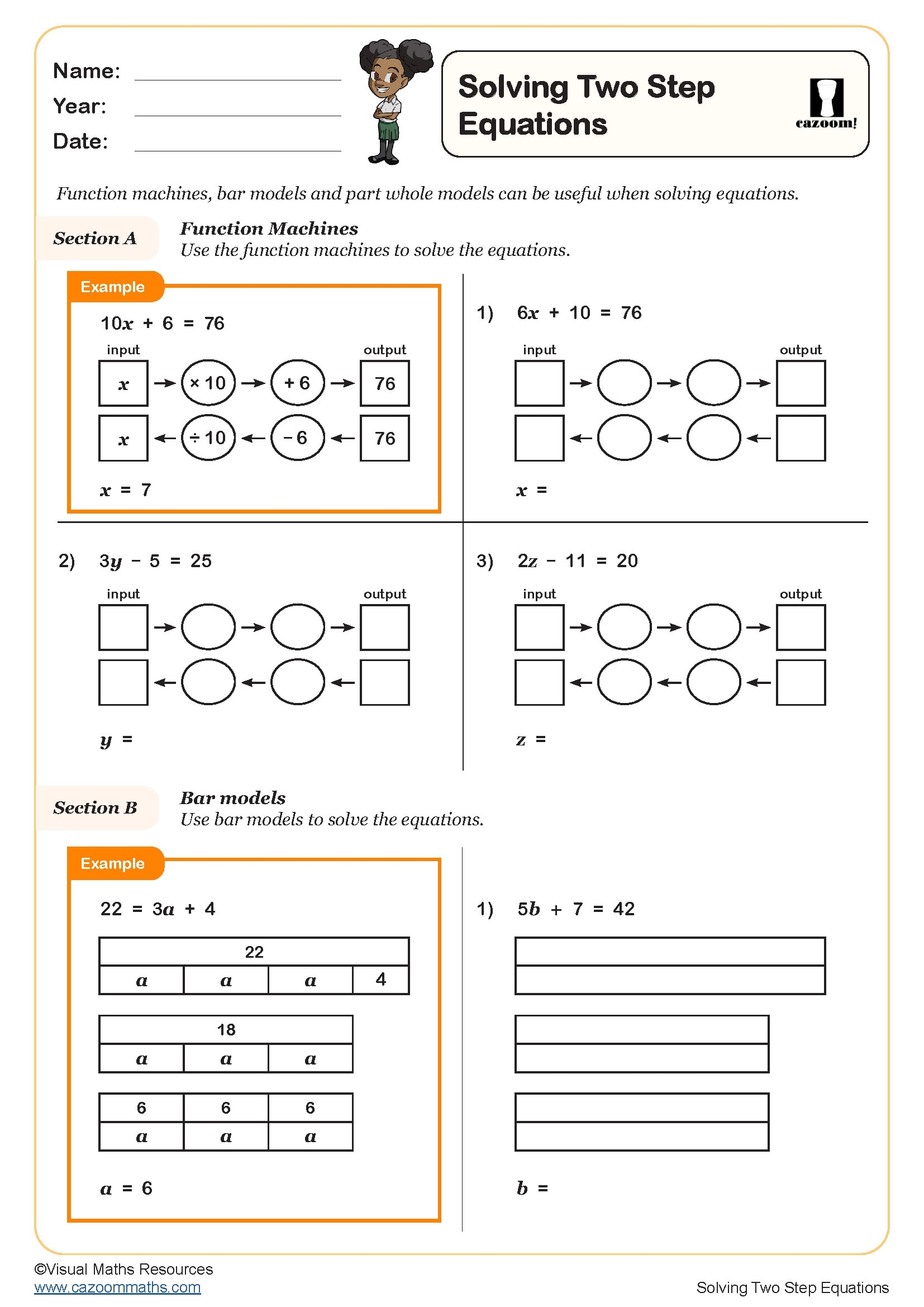 Solving Two Step Equations Worksheet PDF Printable Algebra Worksheets Solving Two Step Equations Worksheet PDF Printable Algebra Worksheets