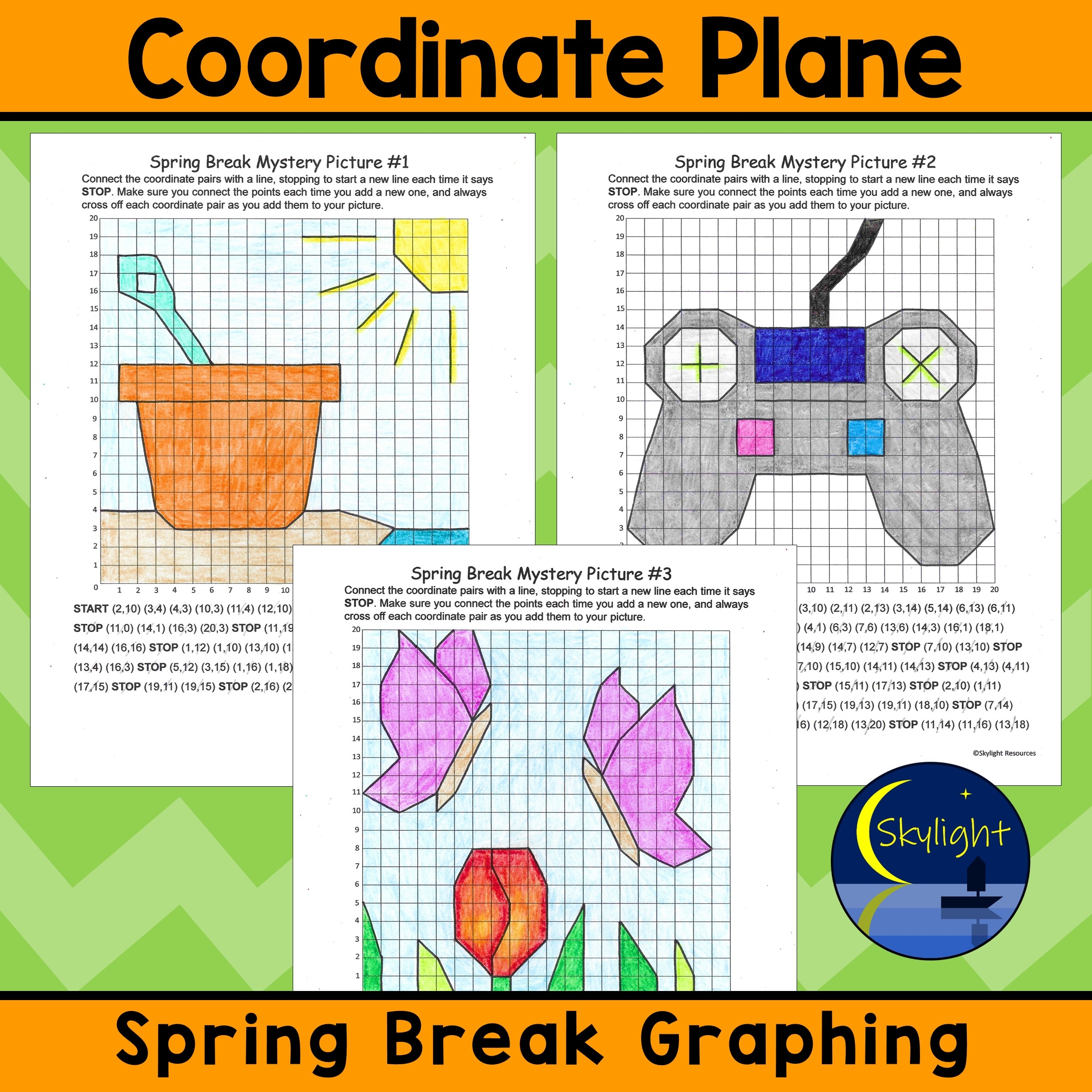Spring Break Coordinate Plane Math Mystery Graphing Pictures In Quadrant I Made By Teachers