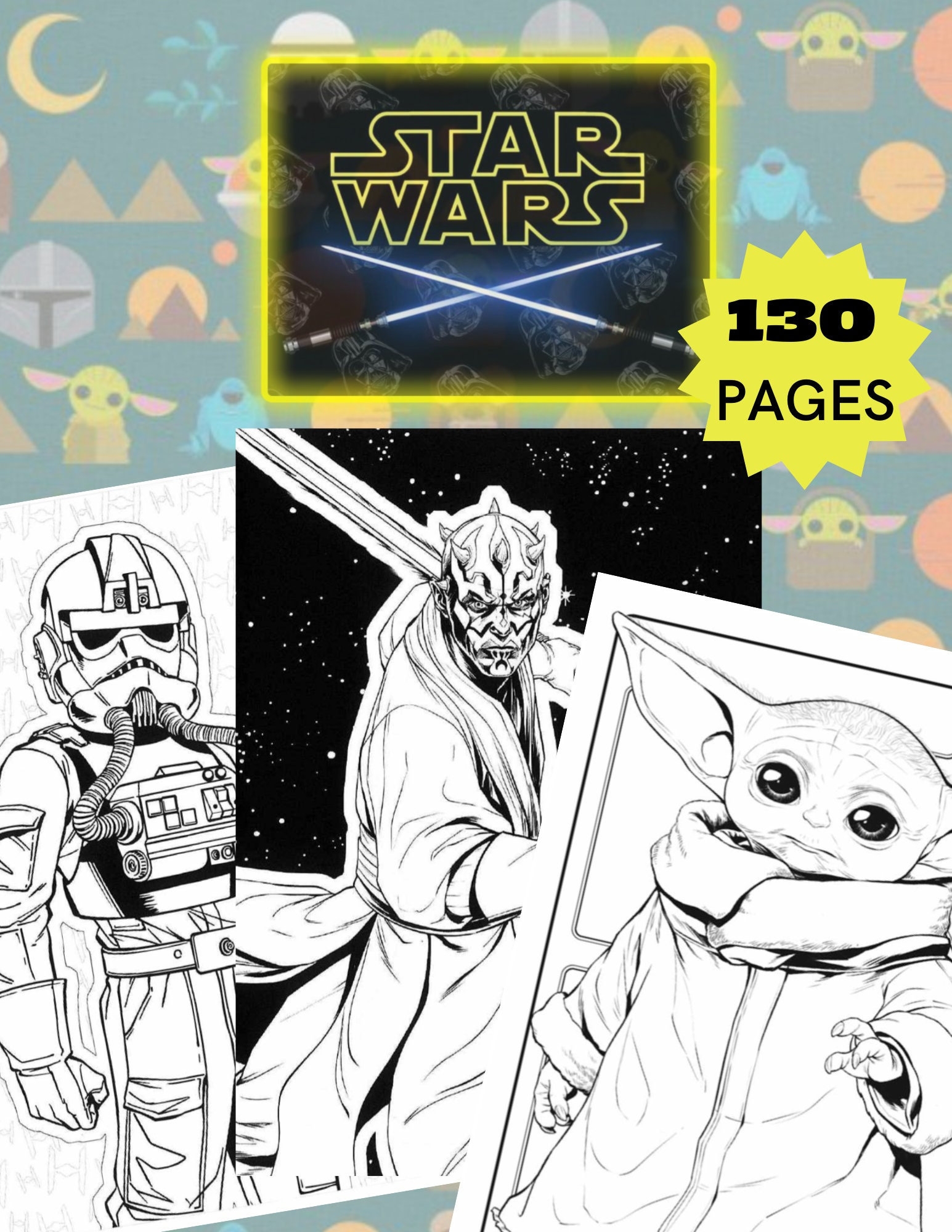 Star Wars Coloring Book 130 Pages All Ages PDF Etsy