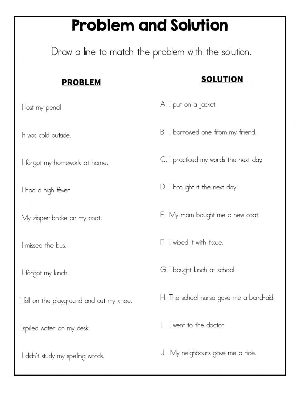 Story Elements Problem And Solution Worksheet Problem And Worksheets Library