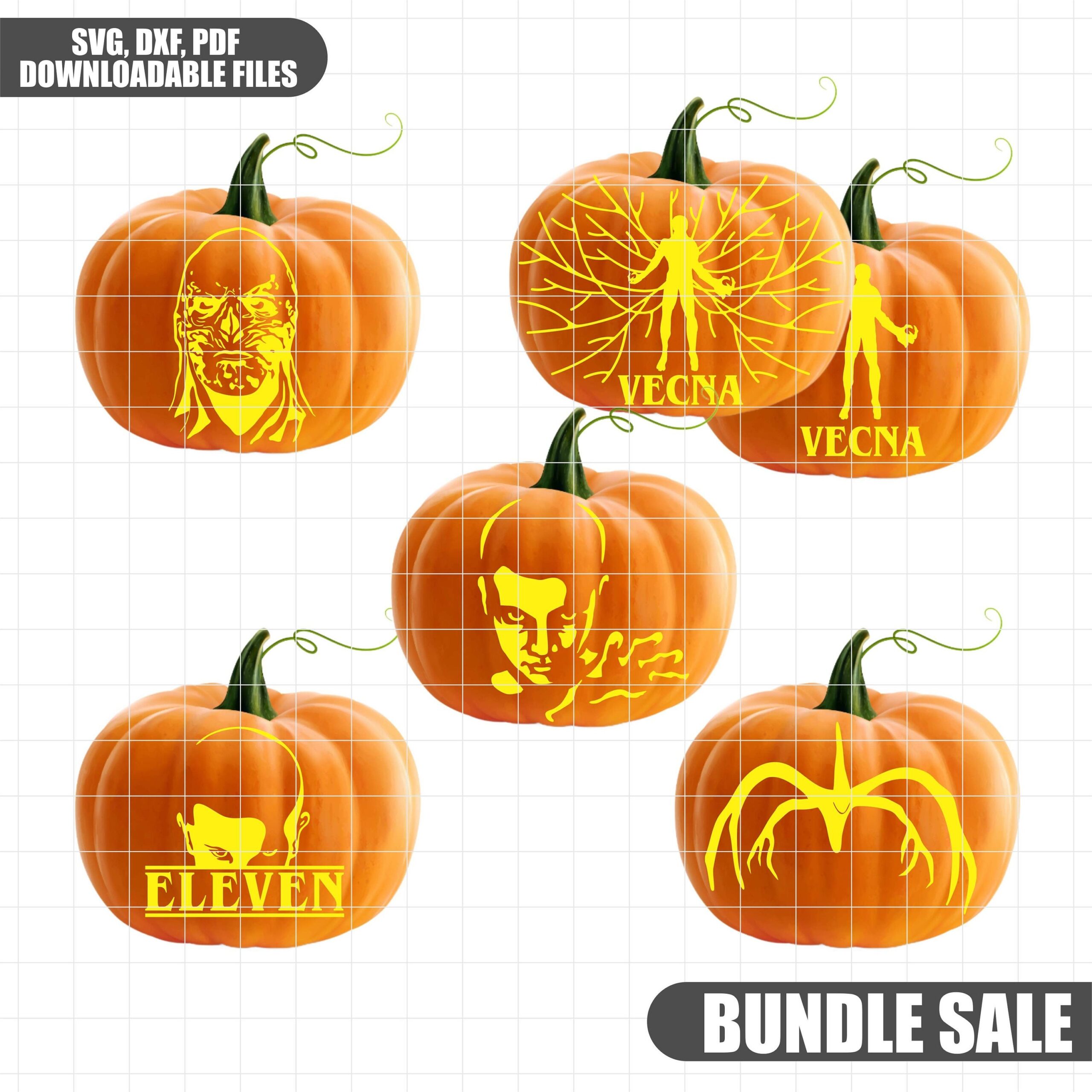 Stranger Things Pumpkin Bundle SVG Pumpkin printable Jack O Lantern Carve Pumpkin Faces Dxf Svg Pdf Cricut Silhouette Cameo Etsy Denmark