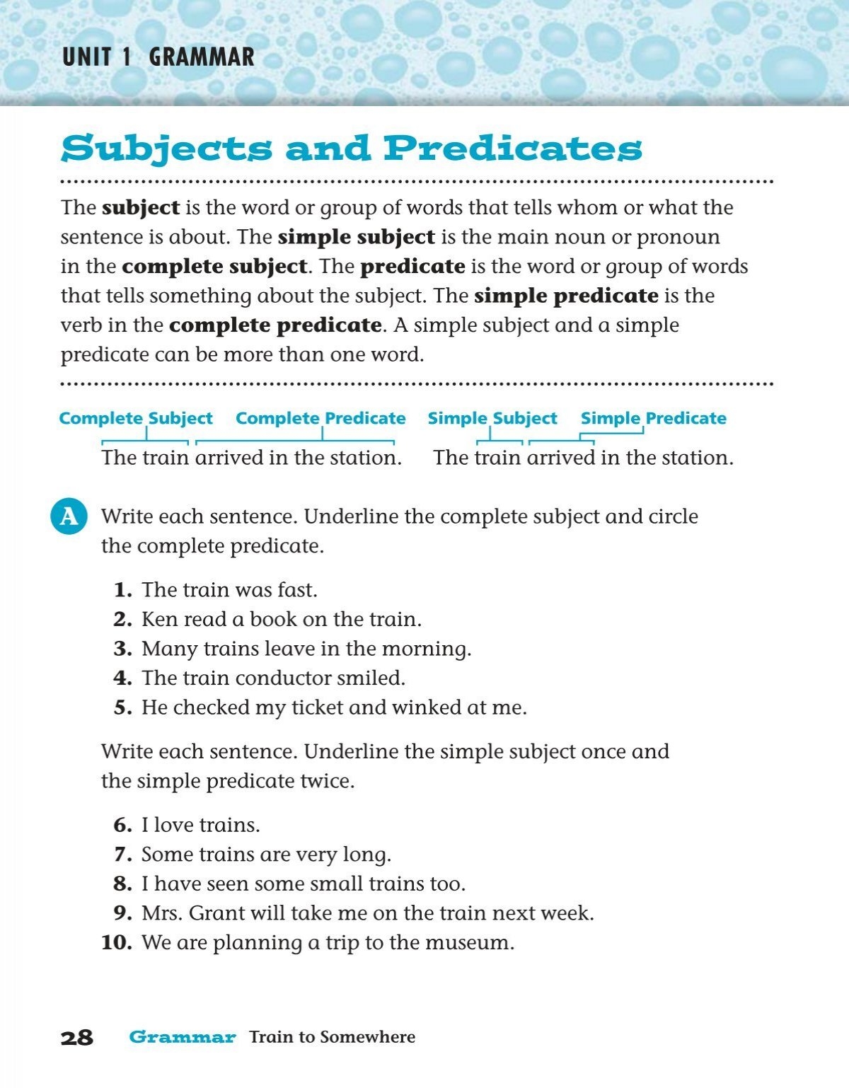 simple subject simple predicate