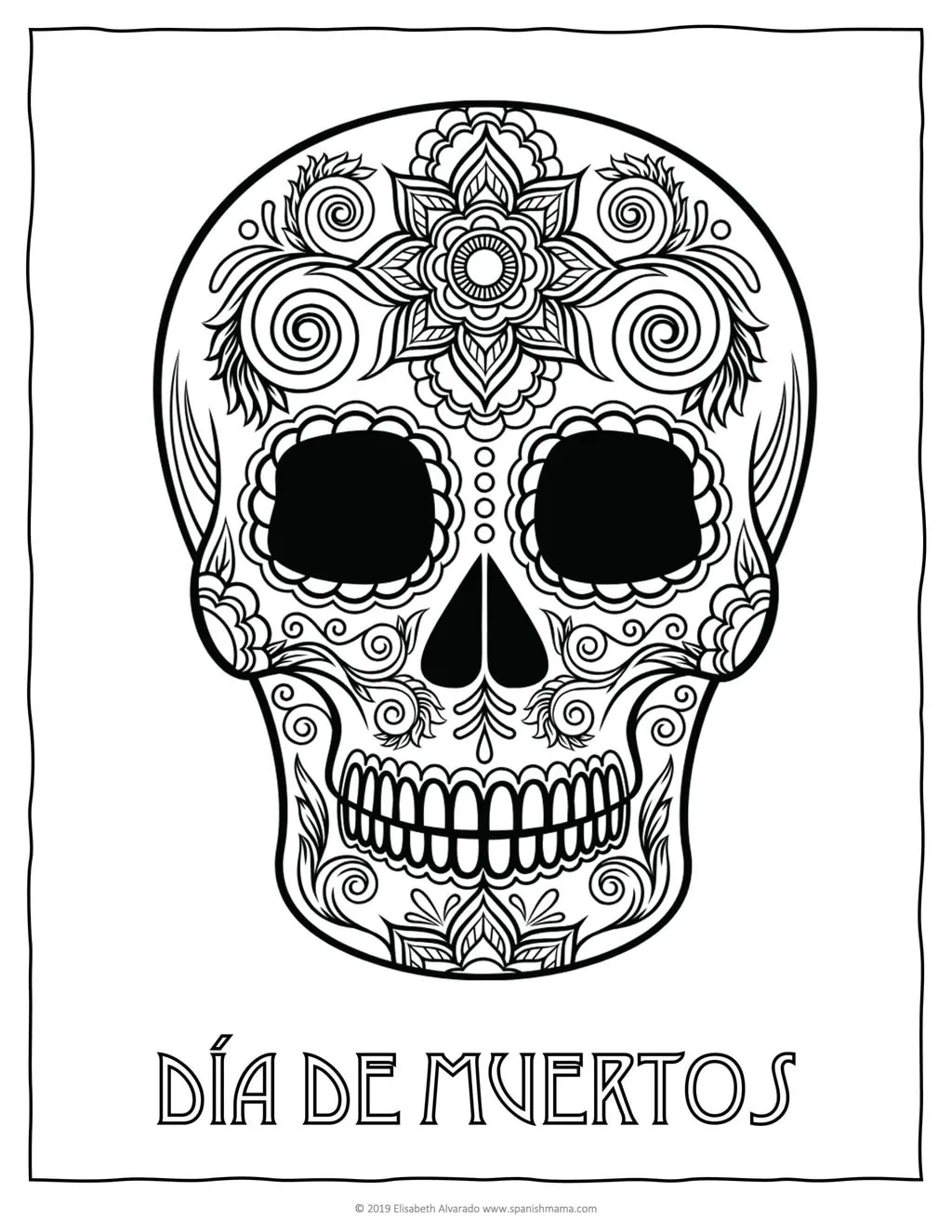 Sugar Skull Coloring Pages And Masks For D a De Muertos