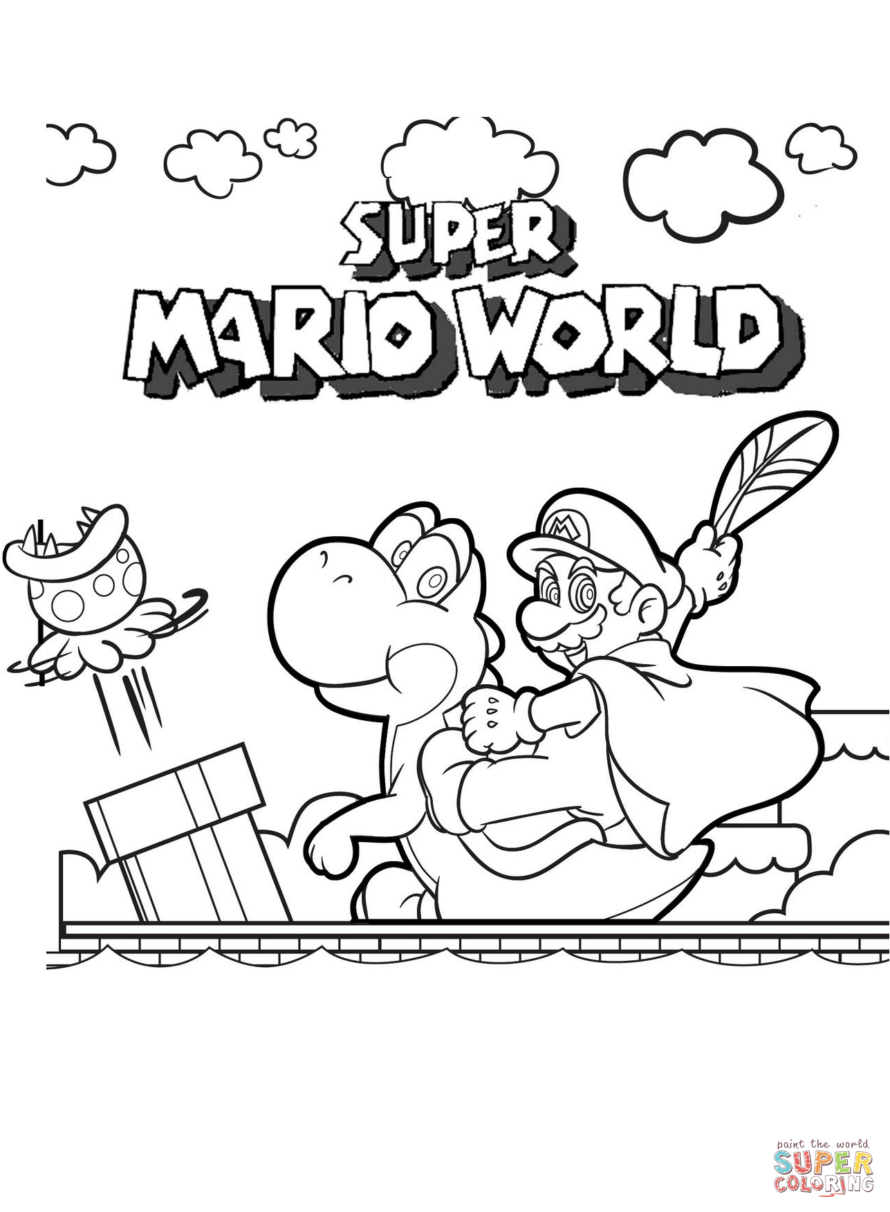 Super Mario World Coloring Page Free Printable Super Mario World Coloring Page Free Printable