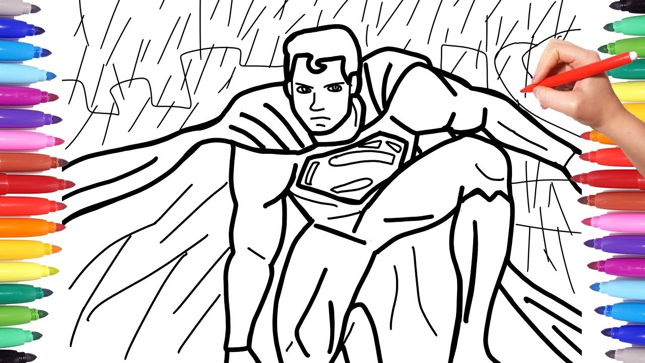 Superman Coloring Pages For Kids How To Draw Epic Superman In The Rain Superheroe Drawing YouTube