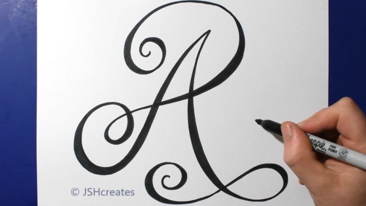 Swirly Letter A Design How To Draw Fancy Lettering JSHcreates YouTube