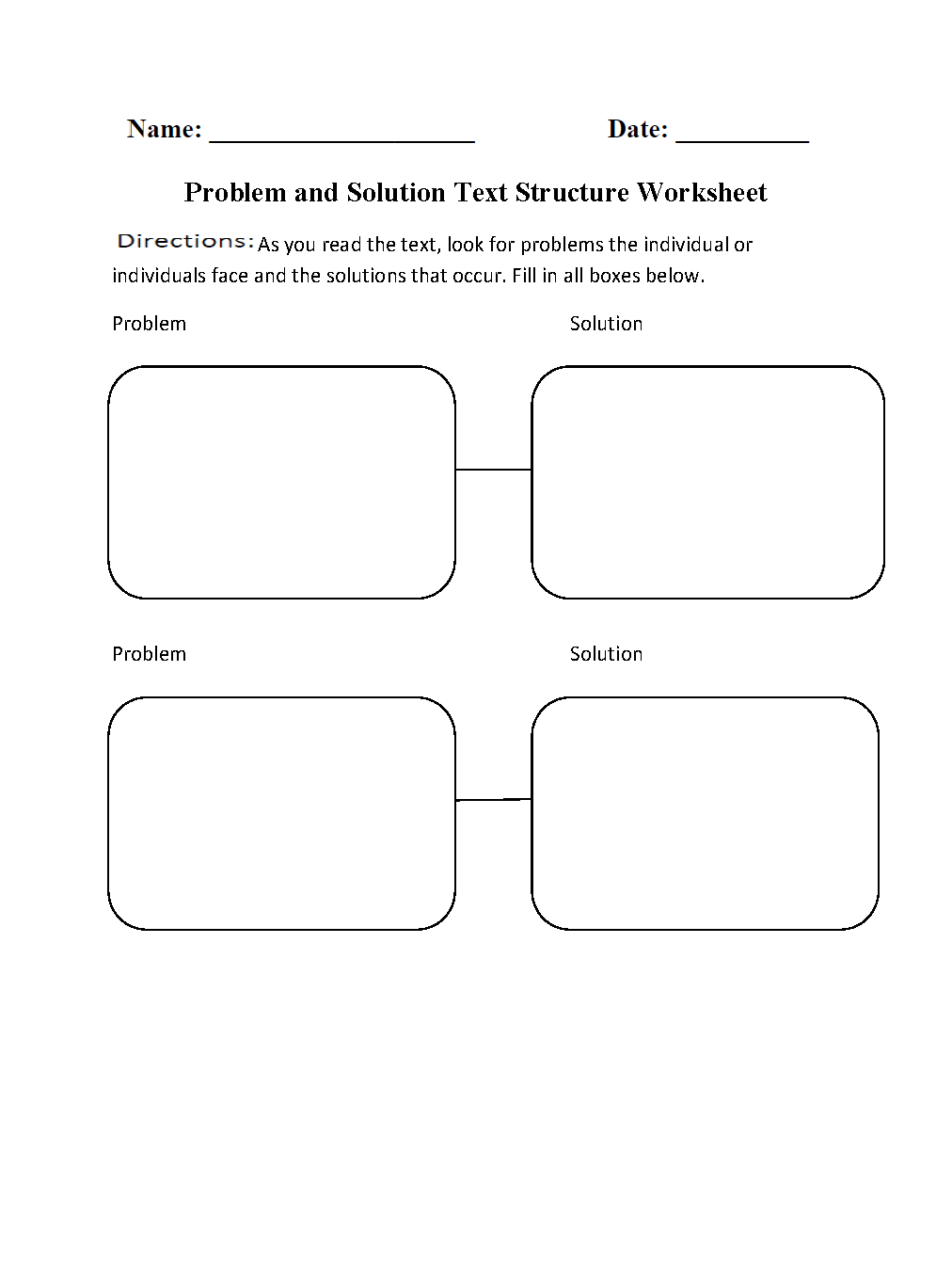 problem and solution worksheets