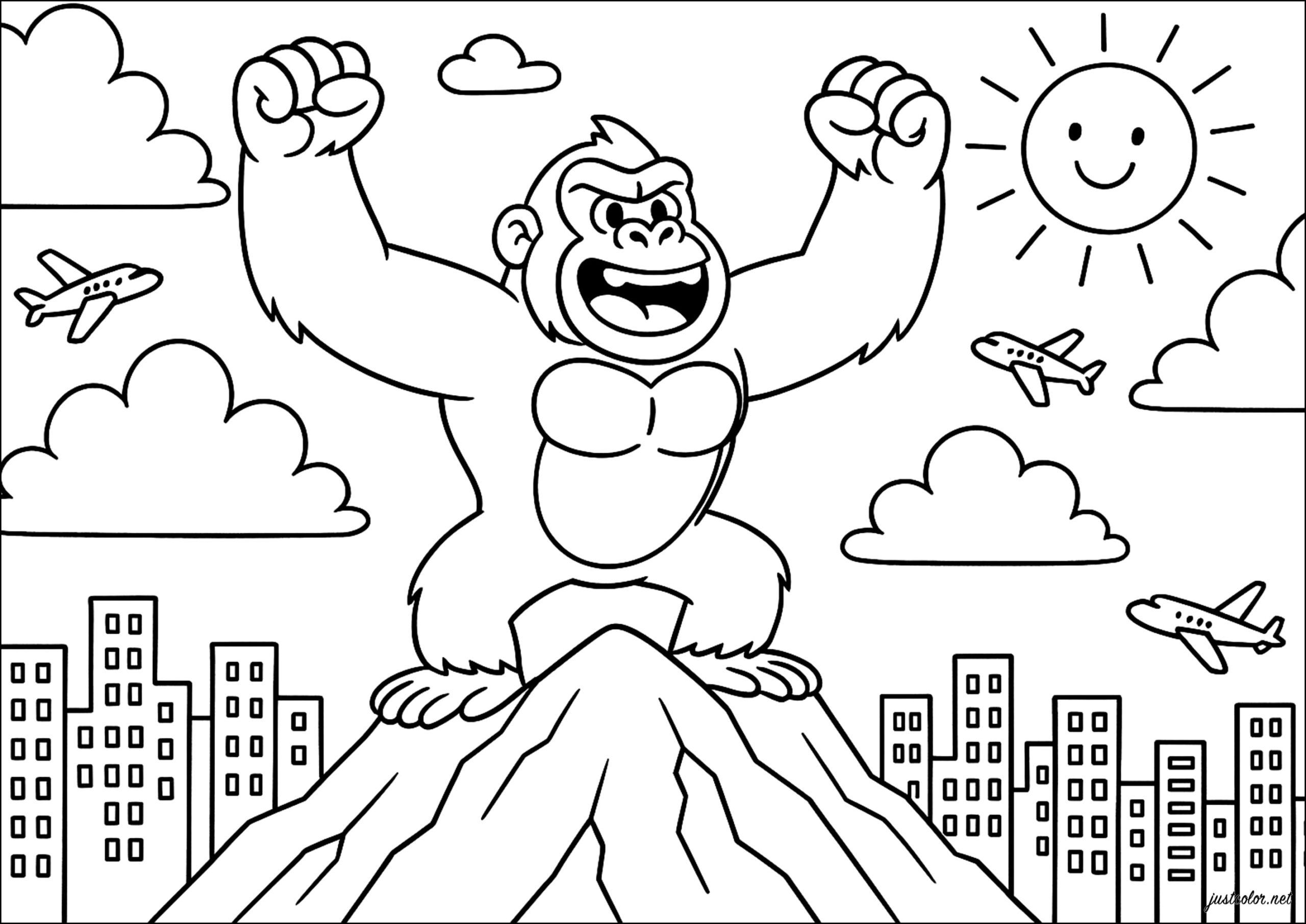 The Giant King Kong On A Mountaintop King Kong Coloring Pages