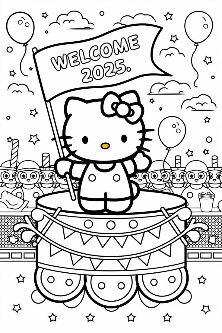 Top 15 Hello Kitty New Year Coloring Page New Year Coloring Fun 