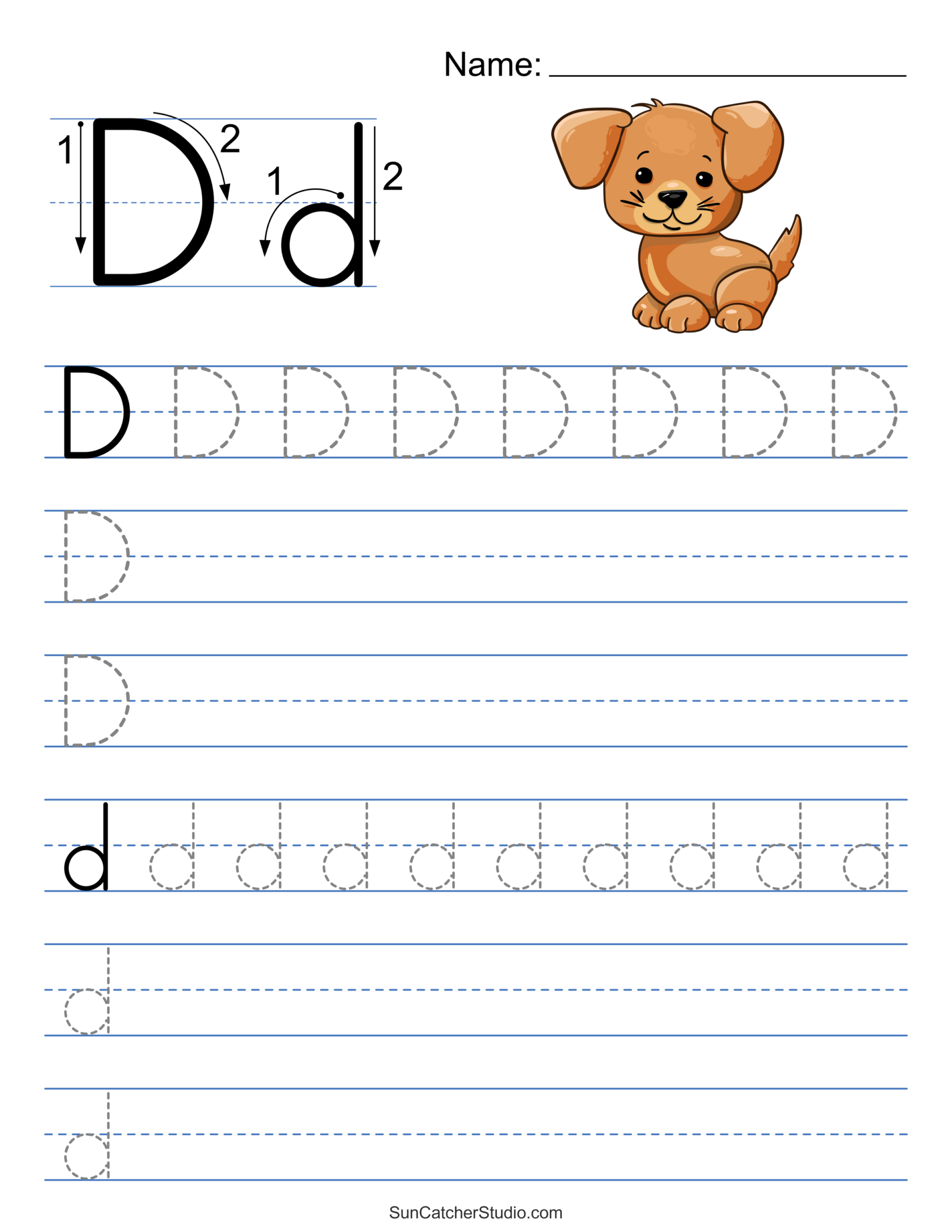 letter d tracing sheet