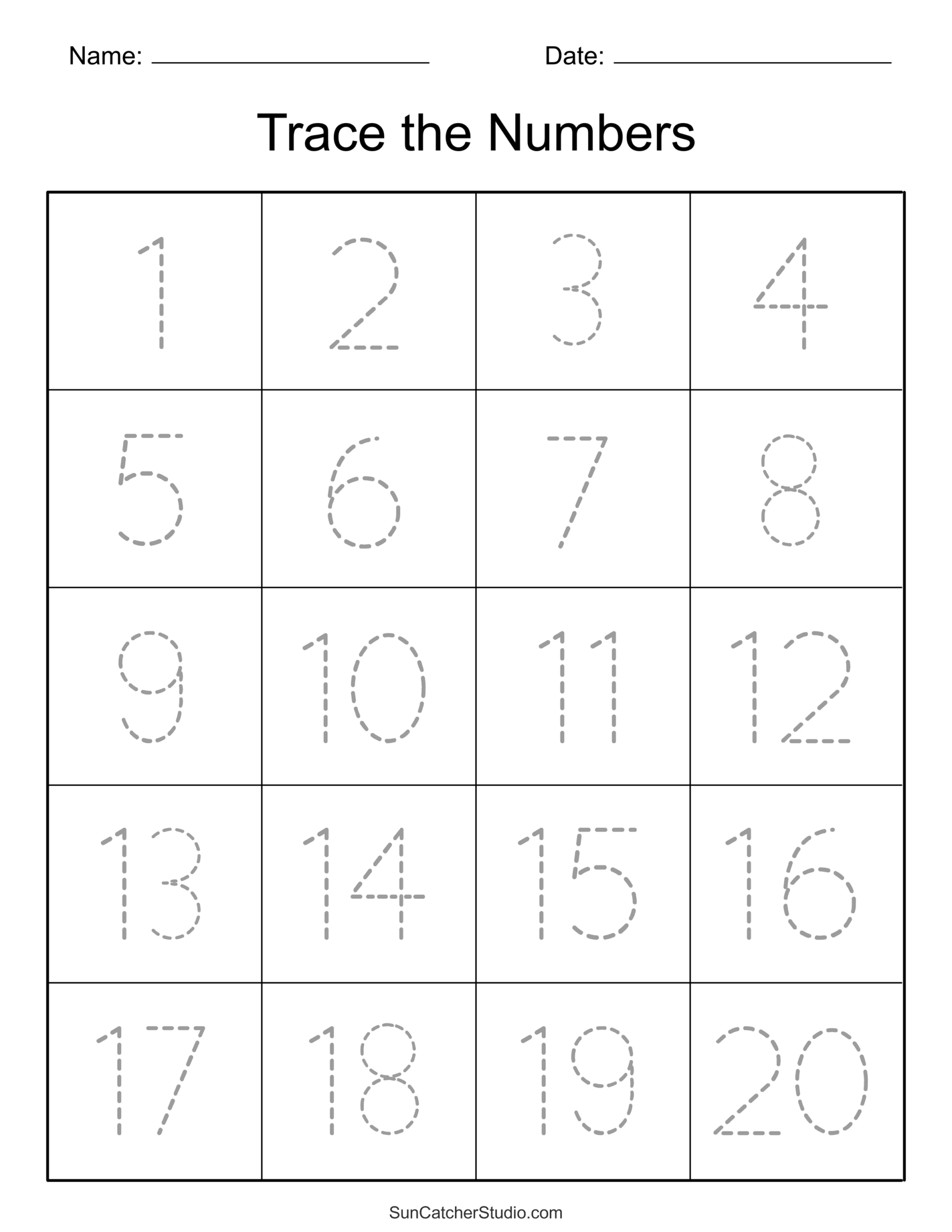 number writing practice sheets